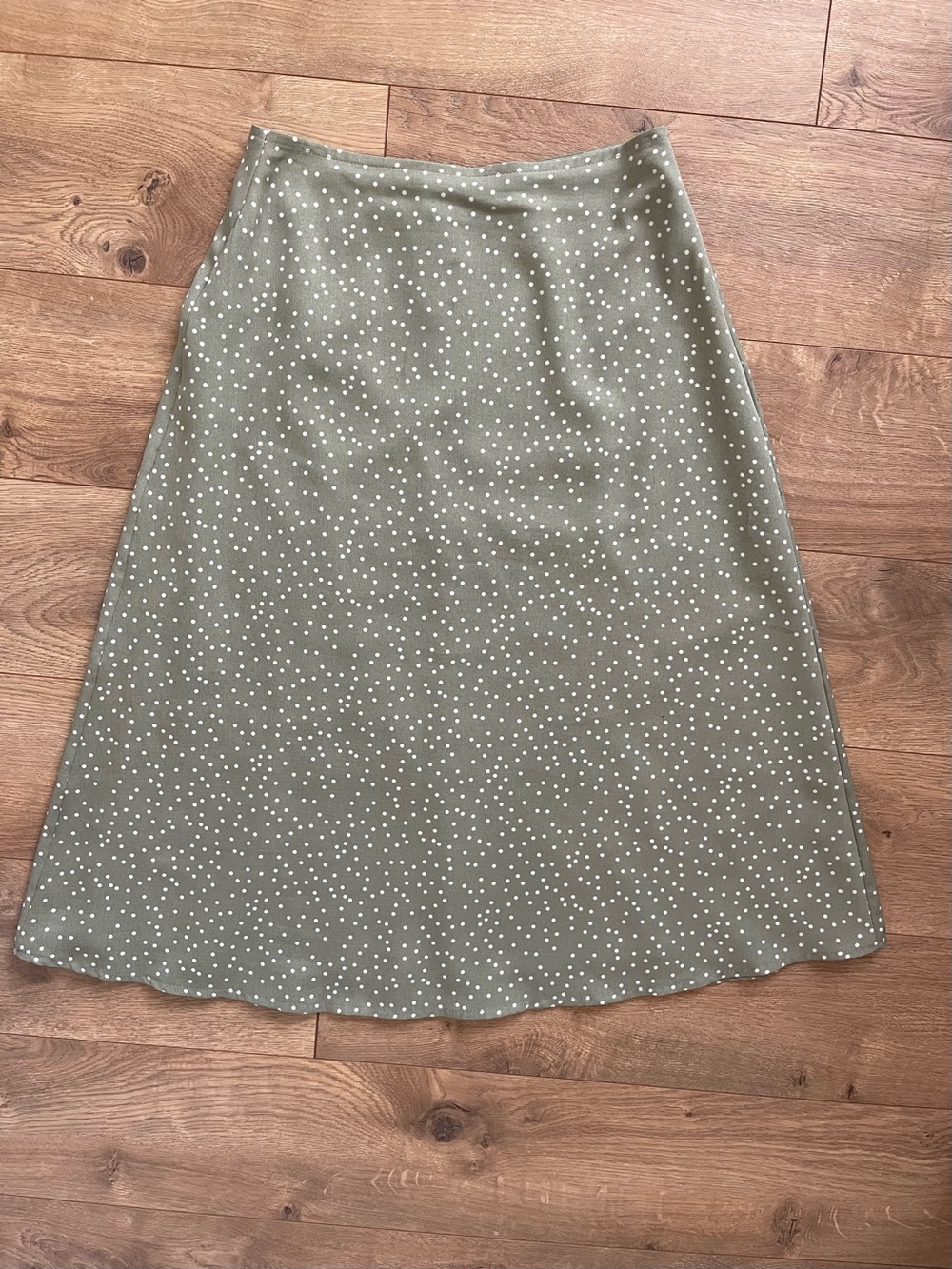 Paper Crane Olive Green Polka Dot A-Line Skirt